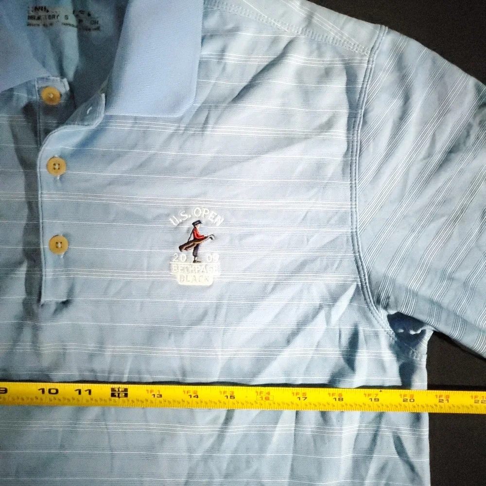 Nike US Open Golf‎ Polo Shirt Mens Small Blue Bethpage Black 2009 Event Logo